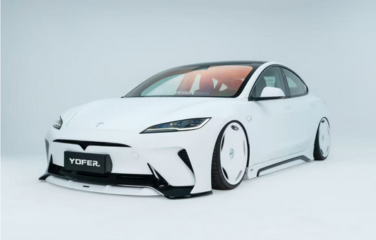 Tesla Model 3 Highland Performance 2024-ON with Aftermarket Parts - Loong Flames Max Front Bumper PP & ABS from Yofer USA