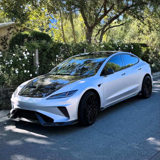 Tesla Model 3 Highland / Performance 2024-ON with Aftermarket Parts - "HACKER" Wheel Arches & Side Skirts Carbon Fiber/FRP from Robot Craftsman