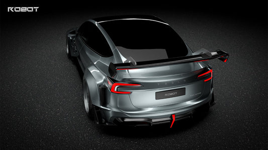 Tesla Model 3 Highland Performance 2024-ON with Robot Craftsman's Aftermarket Parts - Carbon Fiber & FRP GT Wing HACKER