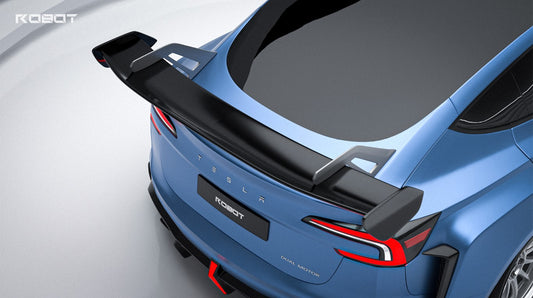 Tesla Model 3 Highland Performance 2024-ON with Robot Craftsman's Aftermarket Parts - Carbon Fiber & FRP GT Wing HACKER