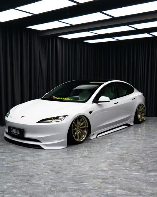 Tesla Model 3 Highland 2024 with Aftermarket Parts - Front Lip Splitter ABS & PP from Yofer USA