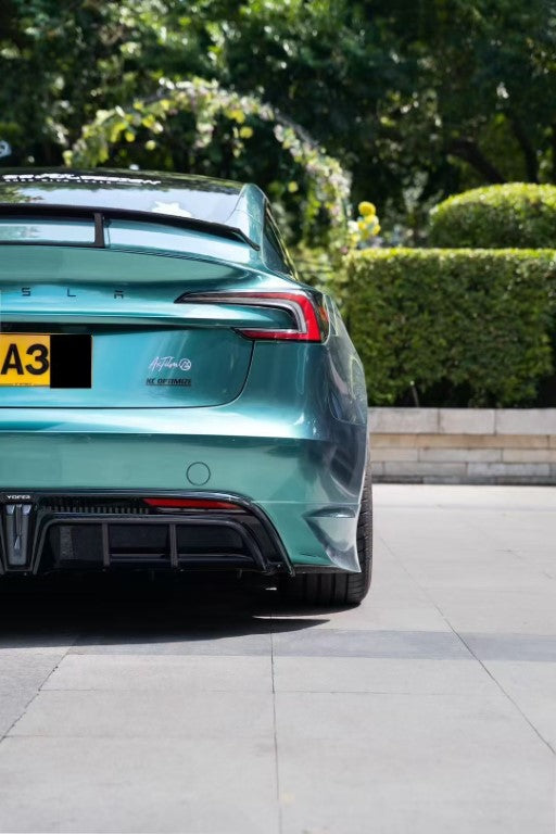 Tesla Model 3 Highland / Performance 2024 with Aftermarket Parts - V1 Sports Rear Diffuser & Canards PP from Yofer USA