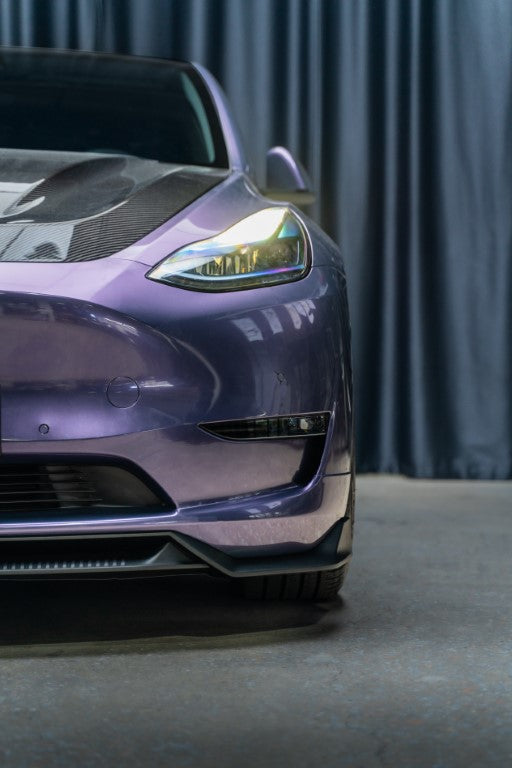 Tesla Model Y / Performance 2021 2022 2023 2024 with Aftermarket Parts - Loong Flames Pro Style Front Lip PP from Yofer USA