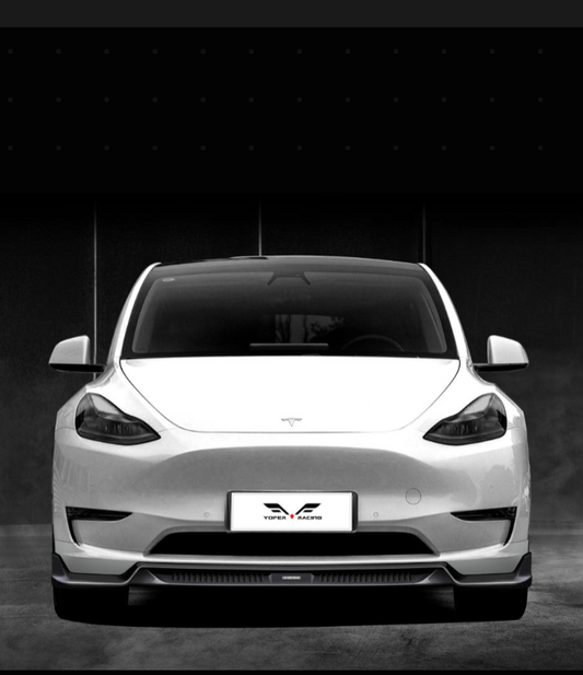 Tesla Model Y / Performance 2021 2022 2023 2024 with Aftermarket Parts - Loong Flames Pro Style Front Lip PP from Yofer USA
