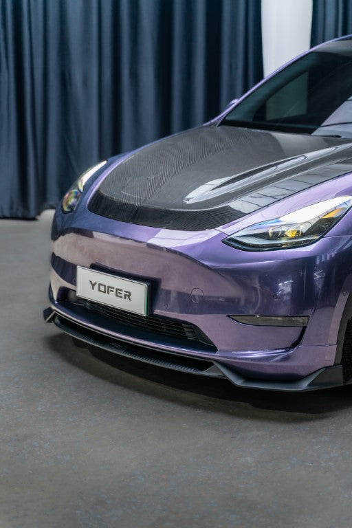 Tesla Model Y / Performance 2021 2022 2023 2024 with Aftermarket Parts - Loong Flames Pro Style Front Lip PP from Yofer USA