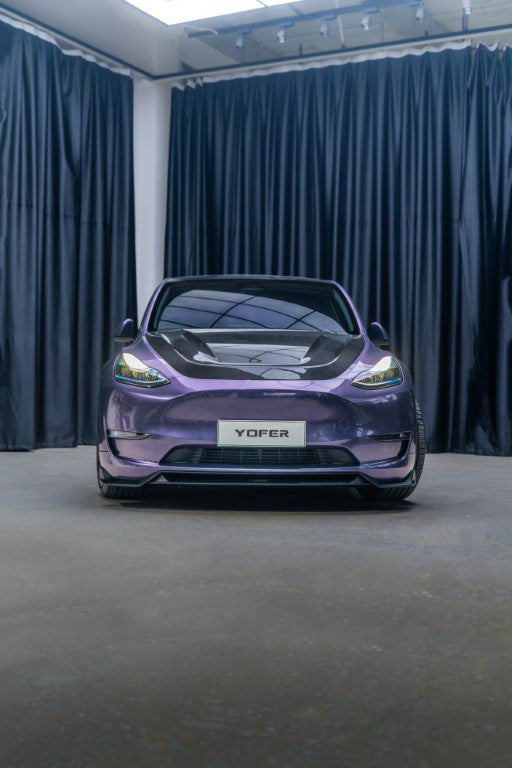 Tesla Model Y / Performance 2021 2022 2023 2024 with Aftermarket Parts - Loong Flames Pro Style Front Lip PP from Yofer USA