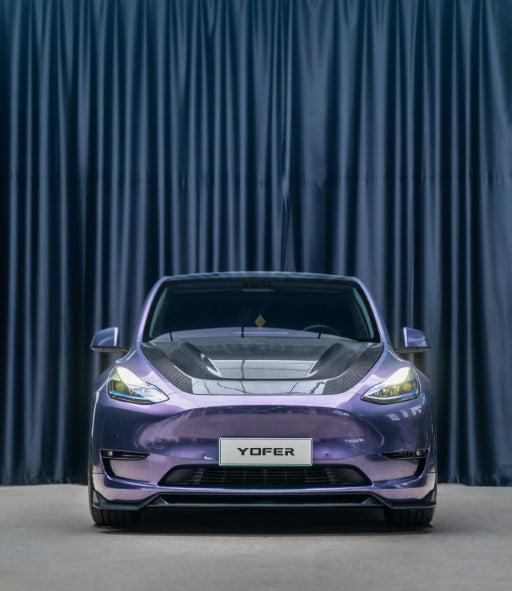 Tesla Model Y / Performance 2021 2022 2023 2024 with Aftermarket Parts - Loong Flames Pro Style Front Lip PP from Yofer USA