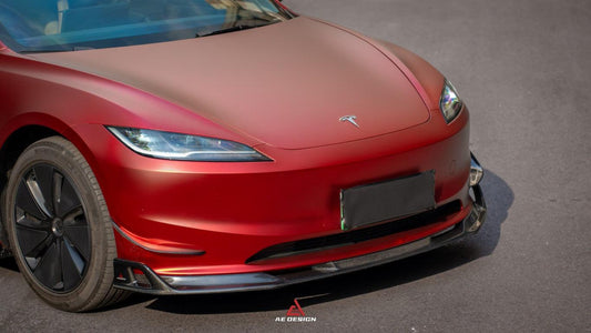Tesla Model 3 Highland 2024-ON with Aftermarket Parts - AE Style Front Lip Carbon Fiber from ArmorExtend