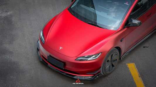 Tesla Model 3 Highland 2024-ON with Aftermarket Parts - AE Style Front Lip Carbon Fiber from ArmorExtend