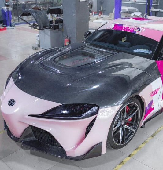 Toyota GR Supra A90 A91 2020-ON with Aftermarket Parts - FT1 Conversion Kit Hood Bonnet Carbon Fiber / FRP from CMST Tuning