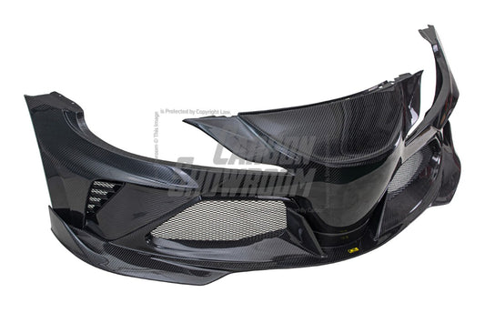 Toyota Supra MK5 A90 A91 3.0 2.0 2020 2021 2022 2023 2024 with Aftermarket Parts - Hyperion Widebody Front Bumper & Lip Carbon Fiber / FRP from Robot Craftsman