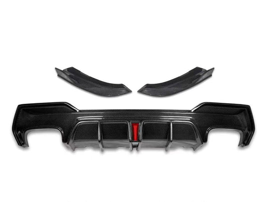 BMW 4 series 430i (with M-package bumper, Does not fit base model) M440i G22 G23 2020-ON with Aftermarket Parts - V2 Style Rear Diffuser & Canards Pre-preg Carbon Fiber from TAKD Carbon