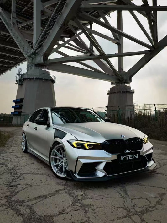 BMW 3 Series 330i M340i G20 G21 LCI 2023-ON with Aftermarket Parts - Front Bumper & Front Lip PP from VTEN
