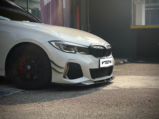 BMW 3 Series 330i (with M-package bumper, does not fit base model) M340i G20 G21 Pre-LCI 2019 2020 2021 2022 with Aftermarket Parts - Front Canards ABS from VTEN