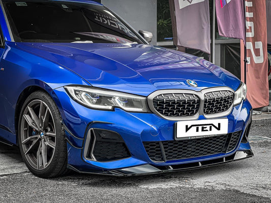BMW 3 Series 330i (with M-package bumper, does not fit base model) M340i G20 G21 Pre-LCI 2019 2020 2021 2022 with Aftermarket Parts - Front Lip PP from VTEN
