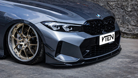 BMW 3 Series 330i (with M-package bumper, does not fit base model) M340i G20 G21 LCI 2023-ON with Aftermarket Parts - Front Canards ABS from VTEN