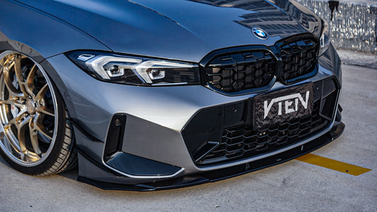 BMW 3 Series 330i (with M-package bumper, does not fit base model) M340i G20 G21 LCI 2023-ON with Aftermarket Parts - Front Lip PP from VTEN
