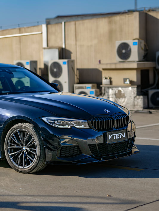 BMW 3 Series 330i (with M-package bumper, does not fit base model) M340i G20 G21 Pre-LCI 2019 2020 2021 2022 with Aftermarket Parts - Front Canards ABS from VTEN