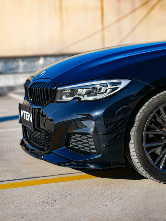 BMW 3 Series 330i (with M-package bumper, does not fit base model) M340i G20 G21 Pre-LCI 2019 2020 2021 2022 with Aftermarket Parts - Front Lip PP from VTEN