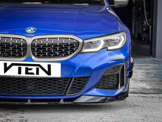 BMW 3 Series 330i (with M-package bumper, does not fit base model) M340i G20 G21 Pre-LCI 2019 2020 2021 2022 with Aftermarket Parts - Front Lip PP from VTEN