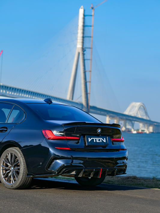 BMW 3 Series 330i M340i G20 G21 Pre-LCI (fitment for 330i requires M-Sport package bumper) 2020 2021 2022 with Aftermarket Parts - Rear Diffuser & Corner Splitter ABS / PP from VTEN