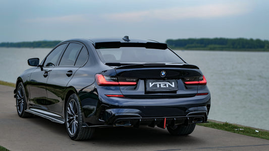 BMW 3 Series 330i M340i G20 G21 Pre-LCI (fitment for 330i requires M-Sport package bumper) 2020 2021 2022 with Aftermarket Parts - Rear Diffuser & Corner Splitter ABS / PP from VTEN