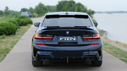 BMW 3 Series 330i M340i G20 G21 Pre-LCI (fitment for 330i requires M-Sport package bumper) 2020 2021 2022 with Aftermarket Parts - Rear Diffuser & Corner Splitter ABS / PP from VTEN