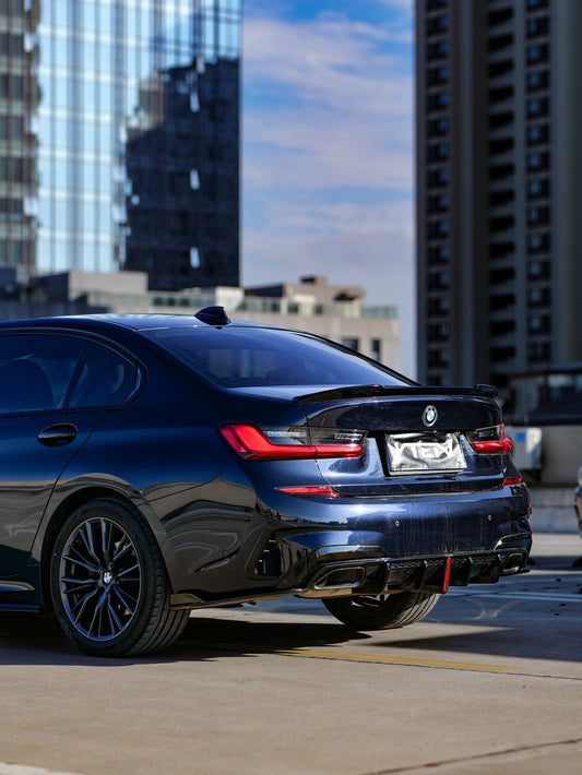 BMW 3 Series 330i M340i G20 G21 Pre-LCI (fitment for 330i requires M-Sport package bumper) 2020 2021 2022 with Aftermarket Parts - Rear Diffuser & Corner Splitter ABS / PP from VTEN