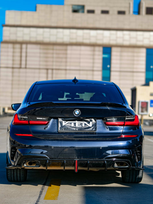 BMW 3 Series 330i M340i G20 G21 Pre-LCI (fitment for 330i requires M-Sport package bumper) 2020 2021 2022 with Aftermarket Parts - Rear Diffuser & Corner Splitter ABS / PP from VTEN