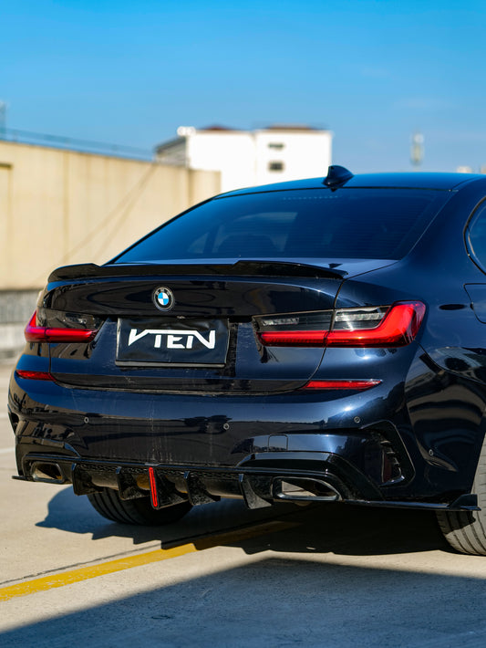 BMW 3 Series 330i M340i G20 G21 Pre-LCI (fitment for 330i requires M-Sport package bumper) 2020 2021 2022 with Aftermarket Parts - Rear Diffuser & Corner Splitter ABS / PP from VTEN