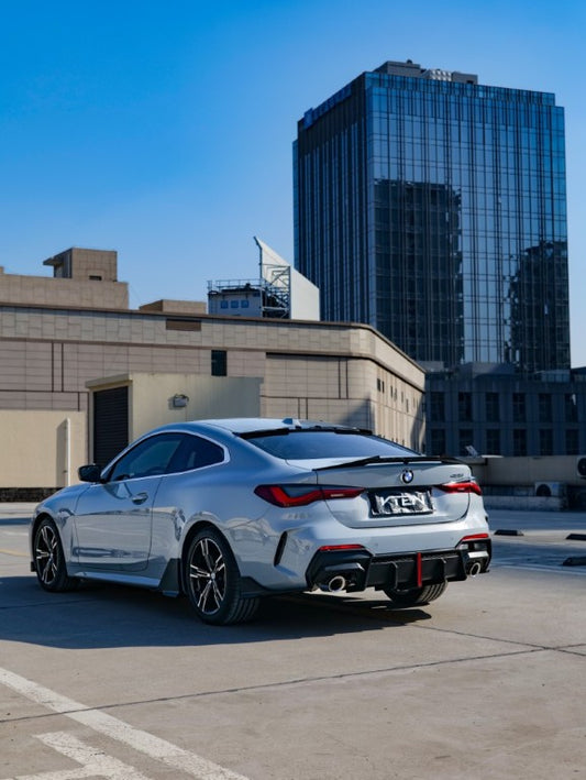 BMW 4 Series 430i (with M-package bumper, does not fit base model) M440i G22 G23 2020-ON with Aftermarket Parts - Rear Diffuser & Corner Splitter PP / ABS from VTEN