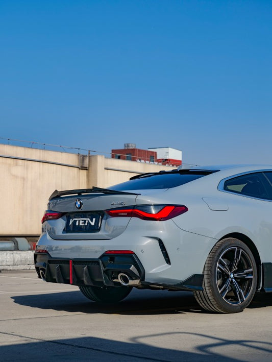 BMW 4 Series 430i (with M-package bumper, does not fit base model) M440i G22 G23 2020-ON with Aftermarket Parts - Rear Diffuser & Corner Splitter PP / ABS from VTEN
