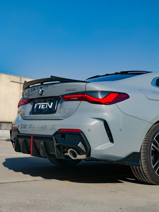BMW 4 Series 430i (with M-package bumper, does not fit base model) M440i G22 G23 2020-ON with Aftermarket Parts - Rear Diffuser & Corner Splitter PP / ABS from VTEN