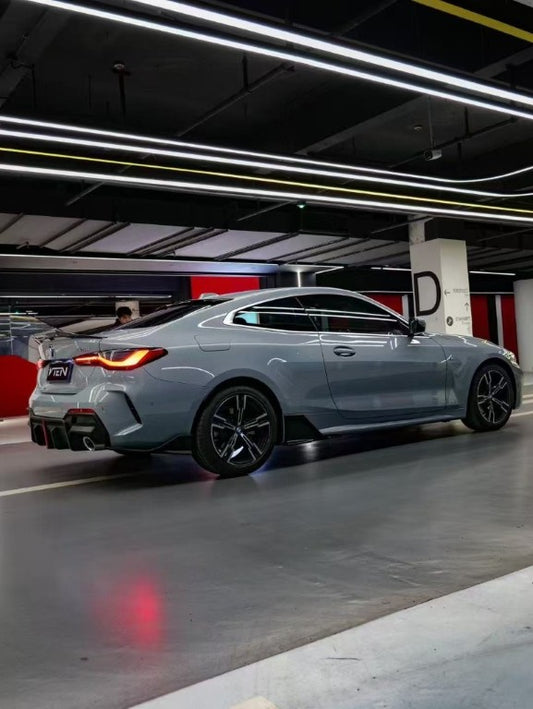 BMW 4 Series 430i (with M-package bumper, does not fit base model) M440i G22 G23 2020-ON with Aftermarket Parts - Rear Diffuser & Corner Splitter PP / ABS from VTEN