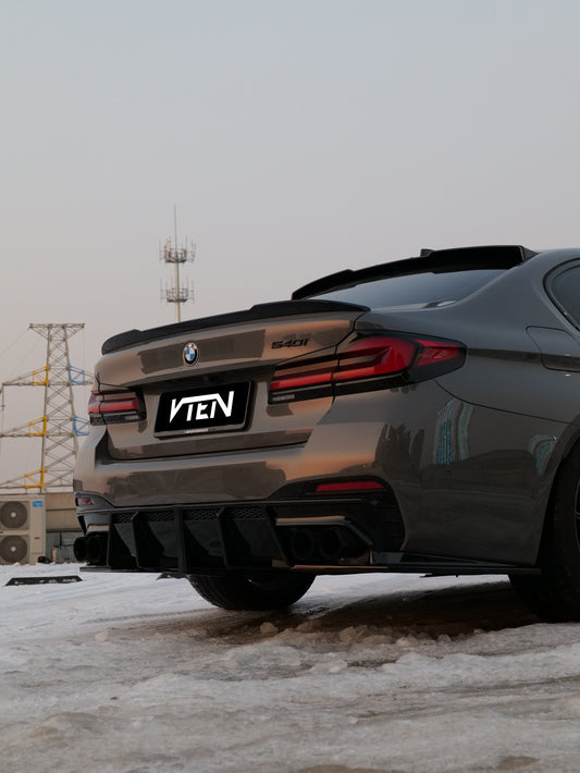 BMW M5/M5C F90 (Fits Both Pre-LCI & LCI) 2018-ON & 5 Series G30 540i M550i (With M-Package Bumper) G30 G31 (Fits Both Pre-LCI & LCI) 2017-ON with Aftermarket Parts - Rear Diffuser PP from VTEN
