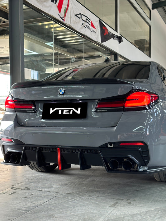 BMW M5/M5C F90 (Fits Both Pre-LCI & LCI) 2018-ON & 5 Series G30 540i M550i (With M-Package Bumper) G30 G31 (Fits Both Pre-LCI & LCI) 2017-ON with Aftermarket Parts - Rear Diffuser PP from VTEN
