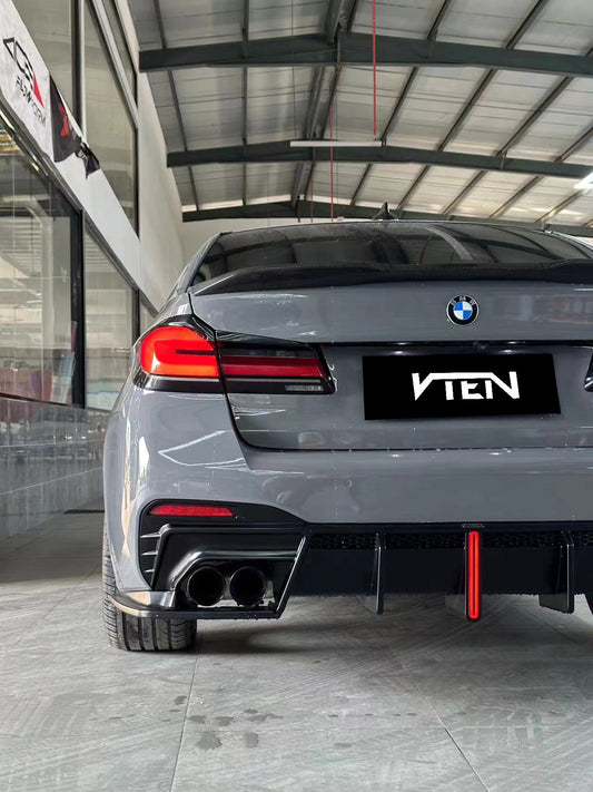 BMW M5/M5C F90 (Fits Both Pre-LCI & LCI) 2018-ON & 5 Series G30 540i M550i (With M-Package Bumper) G30 G31 (Fits Both Pre-LCI & LCI) 2017-ON with Aftermarket Parts - Rear Diffuser PP from VTEN