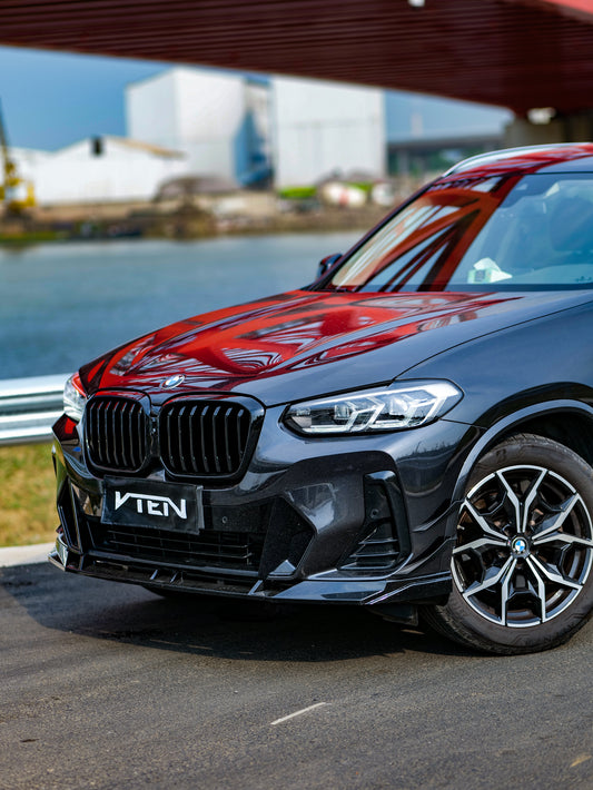 BMW X3 M40 s/x Drive30 G01 LCI & X4 M40 xDrive30 G02 LCI & IX3 BEV G08 LCI 2022-ON with Aftermarket Parts - Front Canards ABS from VTEN