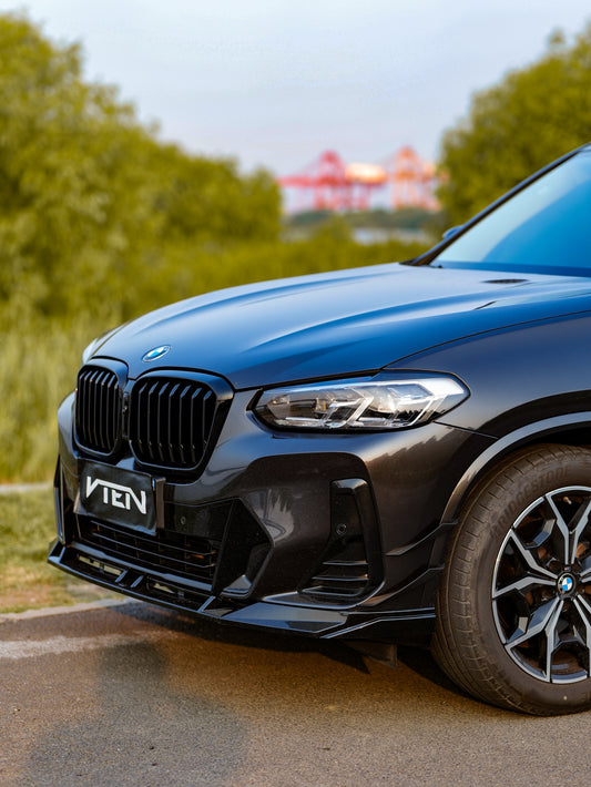 BMW X3 M40 s/x Drive30 G01 LCI & X4 M40 xDrive30 G02 LCI & IX3 BEV G08 LCI 2022-ON with Aftermarket Parts - Front Canards ABS from VTEN