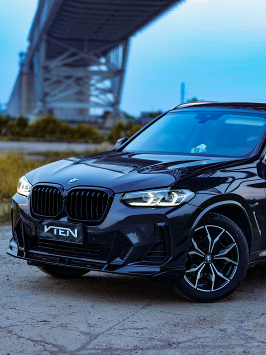 BMW X3 M40 s/x Drive30 G01 LCI & X4 M40 xDrive30 G02 LCI & IX3 BEV G08 LCI 2022-ON with Aftermarket Parts - Front Canards ABS from VTEN