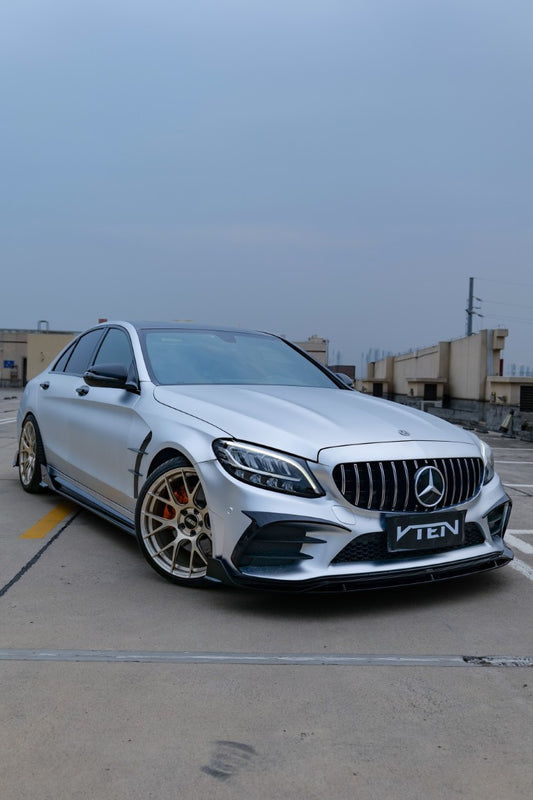 Mercedes Benz C-Class C300 W205 Sedan Facelift 2019 2020 2021 with Aftermarket Parts - Front Canards PP from VTEN