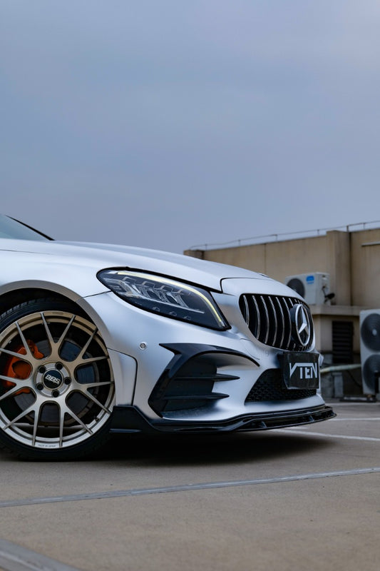 Mercedes Benz C-Class C300 W205 Sedan Facelift 2019 2020 2021 with Aftermarket Parts - Front Lip PP from VTEN