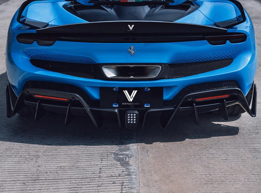 Ferrari 296 GTB GTS with Aftermarket Parts - Rear Diffuser FRP / Carbon Fiber from Ventus Veloce