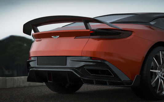 Aston Martin DB11 V8 V12 2017 2018 2019 2020 2021 2022 2023 with Aftermarket Parts - Rear Diffuser & Canards Carbon Fiber from Ventus Veloce