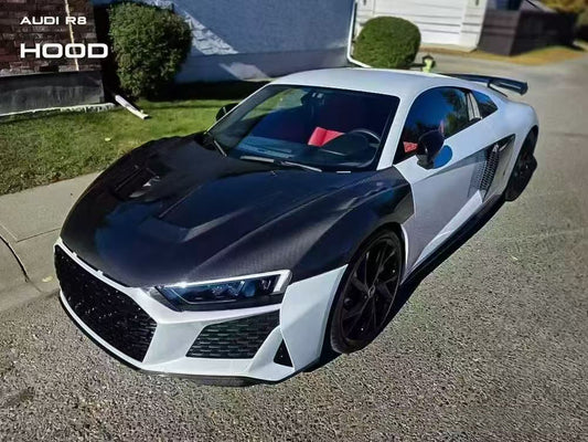 Audi R8 Gen 2 2017 2018 2019 2020 2021 2022 2023 with Aftermarket Parts - Vented Hood Bonnet Carbon Fiber from Ventus Veloce