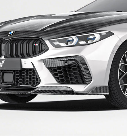 BMW M8 M8C F91 F92 F93 2019-ON with Aftermarket Parts - PT Front Bumper Upper Valences Pre-preg Carbon Fiber from Ventus Veloce