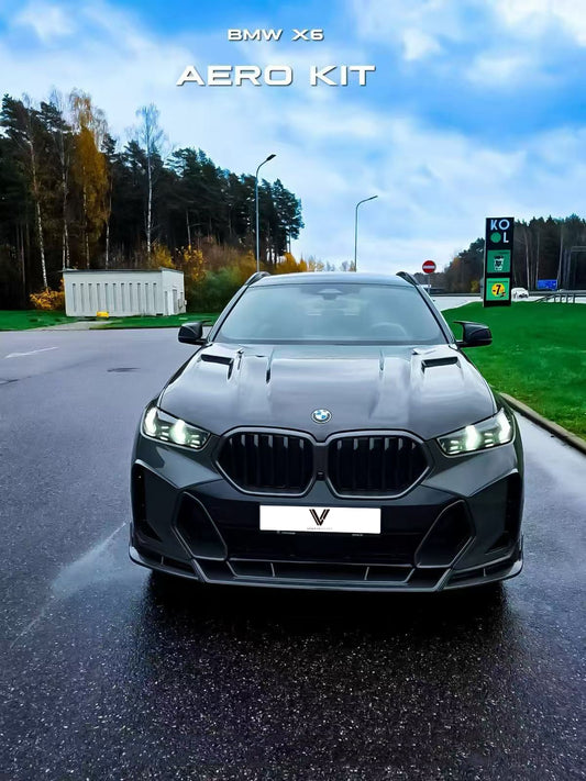 BMW X6 M60I xDrive40i G06 LCI 2024-ON with Aftermarket Parts - PT Front Bumper Upper Valences Pre-preg Carbon Fiber from Ventus Veloce