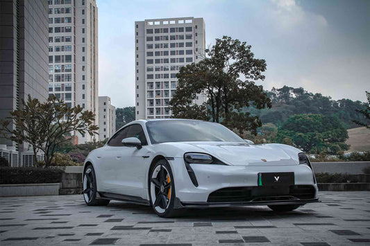 Porsche Taycan & Cross Turismo Base/4/4S/GTS 2020 2021 2022 2023 2024 with Aftermarket Parts - Front Lip Pre-preg Carbon Fiber from Ventus Veloce