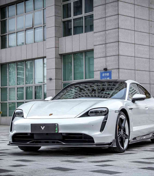 Porsche Taycan & Cross Turismo Base/4/4S/GTS 2020 2021 2022 2023 2024 with Aftermarket Parts - Front Lip Pre-preg Carbon Fiber from Ventus Veloce
