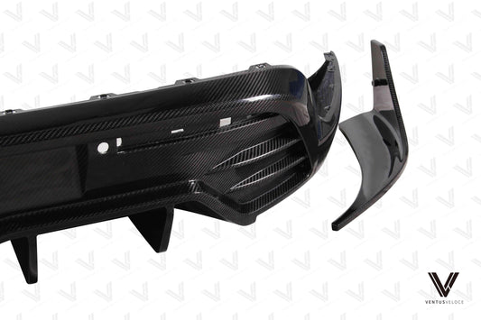 Porsche Taycan & Cross Turismo Base/4/4S/GTS 2020 2021 2022 2023 2024 with Aftermarket Parts - Rear Diffuser Pre-preg Carbon Fiber from Ventus Veloce